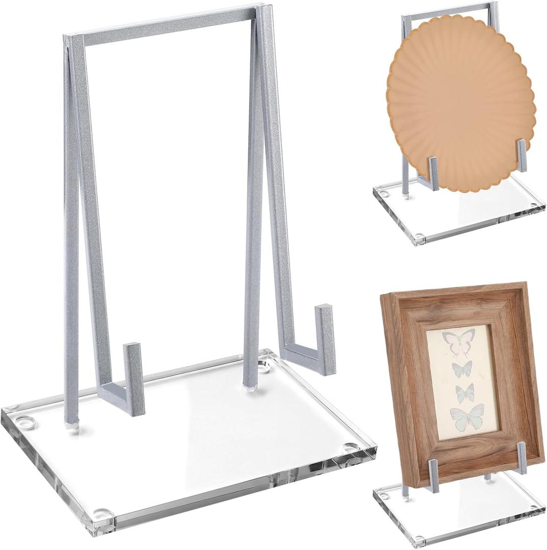 Shimeyao Metal Display Easel Stand Clear Tabletop Easel Stand Modern Abstract Tabletop Display Holder for Books Plate Photo Frame Artwork Record Albums( 8 x 5 x 3 Inch)