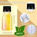 42 Pcs 2oz Plastic Bottles for Liquids, Mini Jars with Lids juice shot bottles with caps with Scale and Labels for Juice Ginger Sauce Bulk Portable Travel