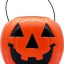 Halloween Pumpkin Jack O' Lantern Candy Bucket (Orange) 8" | Trick or Treat bucket
