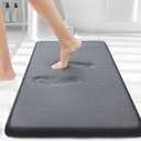 Smiry Memory Foam Bath Mat 30x20, Extra Soft and Absorbent Bathroom Mats, Non Slip Washable Carpet for Floor, Shower and Tub, Dark Grey
