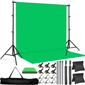 Green Screen Backdrop Kit 10x6.6ft with Tripod Stand, Chroma Key Background System for Video Shooting, Live Streaming, Photo Studio, Content Creation and Virtual Backgrounds