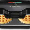 Proctor Silex Double Mini Waffle Maker Machine with 4 Round Non-stick Grids, Makes 2 Personalized Individual Breakfast Keto Chaffles and Hashbrowns, Compact, Black (26102)
