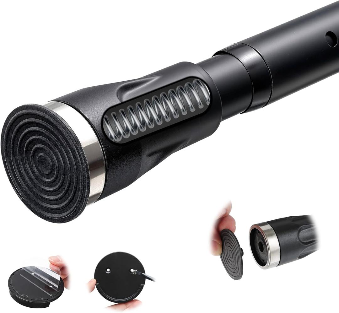 Tension Curtain Rod, 42 to 60 inch Adjustable Heavy Duty black shower curtain rod for bathroom Closet Windows