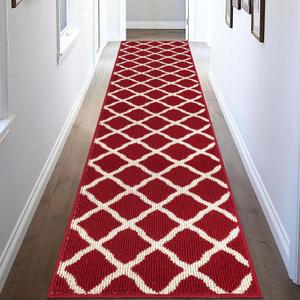 SHACOS Hallway Runner Rug 2x8 ft Washable Christmas Kitchen Runner Rugs Non Slip Rubber Backing Rug Runner Entryway Runner Laundry Room Floor Mat Trellis Carpet Runners, Red