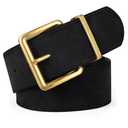 XZQTIVE Women Wide Chunky Belt for Dresses Fashion Thick Suede Belt with Gold Buckle, Black(Fit Waist Size 28"-32")