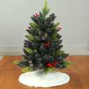 Sattiyrch Small Christmas Tree Skirt 18in, with Silver Snowflakes, Faux Fur White Xmas Tree Skirt for Christmas Tree (Silver Snowflakes, 18in)