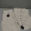 Women's 2 Piece Outfits Linen Vest Waistcoat Dressy Casual Sets Wide Leg Pants Suits Size L