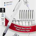 Pentel Floatune Rollerball, 0.8mm Medium Point, Black & Blue Ink, Pack of 8 Pens (BY108PF8AC)