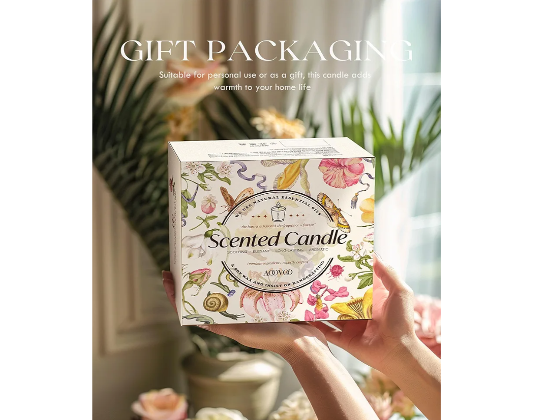 AOOVOO Scented Candles - 4PC Candle Set, 36 oz Soy Candles, Soy Candle for Home Scented, Lavender/Vanilla/Eucalyptus/Sage