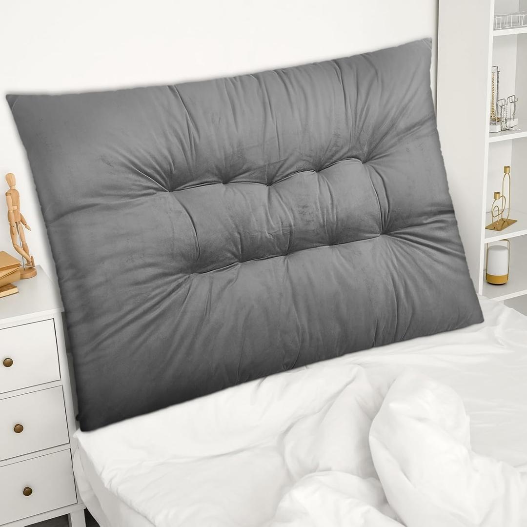 College Dorm Headboard Twin XL Velvet Ultra Thick Cushion Tufted Headboard with Wall Hooks for College Dorm Room Bed Decor, 39.25" x 34" x 3.15" (Elegant Color)