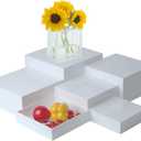 6PCS Buffet Risers,Dessert table display set, Catering supplies buffet display,Acrylic risers display stands, White Acrylic Cube Boxes Nesting Risers with Hollow Bottoms - (6.5", 7.5", 8",8.5",9',10")