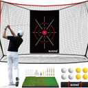 Bltend Golf Net - 10x7ft Golf Practice Nets for Backyard Driving - Heavy Duty Golf Hitting Net with Tri-Turf Golf Mat - Personal Golf Training Equipment for Indoor Outdoor Use- Gifts for Men/Golfers