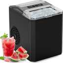 Sweetcrispy Countertop Ice Maker, Portable Ice Machine Self-Cleaning, 9 Cubes in 6 Mins, 26 lbs/24Hrs, 2 Sizes of Bullet Ice for Home Party Office, Black