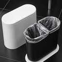 IEEK 12 Liter Rectangular Plastic Trash Can with Press Top Lid,White Modern Wastebasket Thin Trash Cans,3.2 Gallon Garbage Container Bin for Bathroom,Bedroom,Kitchen,Office and Powder Room