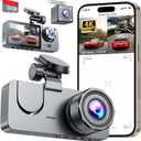 Dash Cam Front and Rear Inside 3 Channel, 4K Full UHD Dash Camera for Cars Built-in 32GB Card with IR Night Vision, 24 Hours Recording, Loop Recording, G-Sensor (Black)
