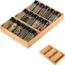 3-Tier Bamboo Drawer Spice Rack Wooden Kitchen Cabinet Spice Organizer Spice Jar Holder, Medicine/Health Care/Vitamin Bottles Storage Rack (Pre-Measure Drawer Dimensions), 1 Pack Drawer Rack