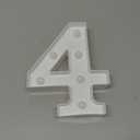 Pooqla Decorative LED Light Up Number Letters, White Plastic Marquee Lights Sign Party Wedding Decor, Battery Operated (4) (8.86 in)