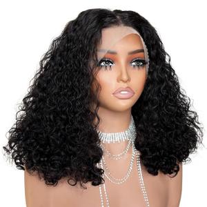 ijoy Burmese Curly Human Hair Wig 13x4 Lace Front Wigs 180 Density Pre Plucked Brazilian Tiny Knots 18 Inch Lace Frontal Wig Natural Black Blend Curly (Black (Little little darker than natural color, More elegant)