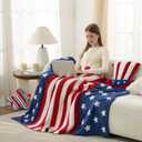 Snuggle Sac American Star Patriotic Throw Blanket for Couch Sofa Bed, July 4th Blanket Ultra Soft Cozy Throw Blanket, 250 Anniversary USA Military Veteran July 4th Gift, 50x60 inches