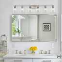 6-Light Bathroom Light Fixtures, Vanity with Clear Glass, Brushed Nickel Lighting Fixtures Over Mirror, 42inch Large Lights for Bathroom