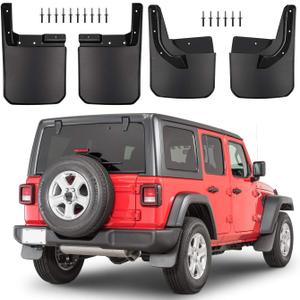 Front & Rear Splash Guards Fender Flares Mud Flaps for Jeep Wrangler JL JLU 2018-2023 2024 2025 Sahara Sport Sports (Not for Rubicon, Willys and Models with Rock Rails)