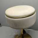 Adjustable Vanity Stool with Storage, 360 Swivel Makeup Stool Chair Small Velvet Round Ottoman with Gold Base for Bedroom (Beige), 23.6 inches x 13.1 inches