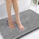 Smiry Luxury Chenille Bathroom Rugs 36x24, Extra Soft and Absorbent Shaggy Bath Mat, Machine Washable, Non-Slip Plush Carpet Runner for Tub, Shower, and Floor, Home Decor Accessories, Grey