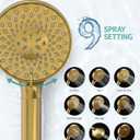 SR SUN RISE Filtered Shower Head with Handheld High Pressure 9 Spray Mode Showerhead Detachable Shower Head Water Softener Filters Beads for Hard Water Remove Chlorine 4 Filters Brushed Gold