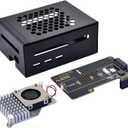 GeeekPi Metal Case with N04 PCIe M.2 Key-M NVMe SSD PCIe Peripheral Board for Raspberry Pi 5, with Official Active Cooler