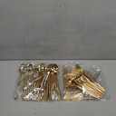 SUT 76PCS Gold Plastic Forks and Spoons Heavy Duty Set, Gold Disposable Silverware, Gold Cutlery, Gold Disposable Utensils, Plastic Flatware Includes 38 Forks, 38 Spoons for Party