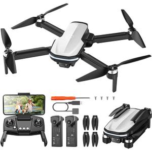 Holy Stone FPV Drone with 1080P HD Camera for Beginner Adults and Kids, HS280D Foldable RC Quadcopter with Brushless Motor, Optical Flow, Tap Fly, Voice Control, Gesture Selfie, 2 Modular Batteries