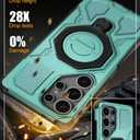for Samsung Galaxy S25 Ultra Case with Tempered Glass Screen Protector, Heavy Duty Military Grade Shockproof Protective Cover 360 Ring Magnetic Kickstand Cell Phone Case for Samsung S25 Ultra (Green)