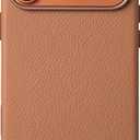 LONLI Urban | Pebbled Leather - European Genuine Pebbled Leather Case for iPhone 17 Pro  - [Built-in Camera Control and Compatible with Magsafe] - Saddle