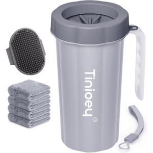 Paw Cleaner with Handle for Large Dogs - Effectively Cleans Muddy Paws and Feet for Dogs & Pets (Gray)