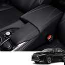 Custom Interior Accessories for Lexus RX 350 350L 450h 2015 2016 2017-2022 PU Leather Center Console Armrest Box Cover Armrest Cushion Central Armrest Protector Pad(Black with White Stitching)