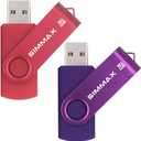 SIMMAX USB Flash Drives 2 Pack 16GB Memory Stick Swivel Design USB 2.0 Flash Drive Thumb Drive Zip Drives (16GB Red Purple)