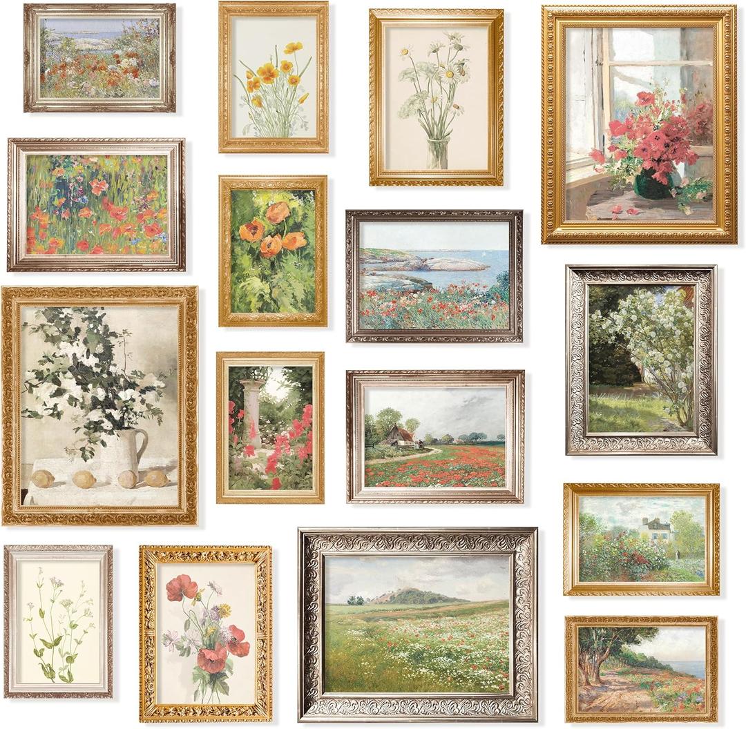 97 Decor Vintage Floral Wall Art - 16 Flower Pictures, Spring Flower Posters, Antique Floral Prints, Nature Wildflower Gallery Wall Prints (8x10 Unframed)