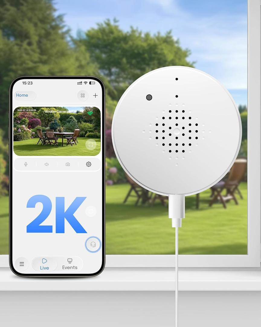 3MP 2K Window Camera, WiFi6 Indoor Camera for Home Security, with Full-Color Night Vision, AI Person/Vehicle/Motion Detection, 24/7 Recording, Easy & Quick Install, Replaces Outdoor Cameras