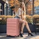 Luggage Sets 5 Piece, Suitcases with Wheels,ABS Hard Case Luggage with TSA Lock Spinner Wheels,Carry On Luggage Set (Pink,20/24/28 Inch), 5PCS