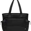Tote Bag for Women Puffy Work Bags for Women with Zipper Lightweight Quilted Puffer Tote Bag for Travel, Teacher, Nurse (Black)