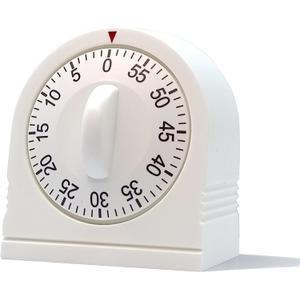 60 Minute Wind Up Timer, Visual Mechanical Timer with Loud Alarm, Manual Countdown Timers for Classroom, Home, Study and Cooking (White)