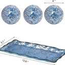 VCUTEKA Decorative Balls and Glass Bowl, 4 Inch Mosaic Sphere Balls Centerpiece Balls for Coffee Table, Home Decor, Wedding Party Decor, Blue