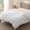 Bedsure Duvet Cover Queen Size Only - Prewashed Cotton-Like Polyester Extra Soft All Season Bedding, Includes 1 Duvet Cover 90x90 Inches with Zipper Closure, White, (No Comforter)