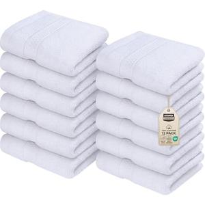 Utopia Towels 12 Pack Premium Wash Cloths Set, 12 by 12 Inches, 100% Cotton Ring Spun, Highly Absorbent and Soft Feel Essential Washcloths for Bathroom, Spa, Gym, and Face, White