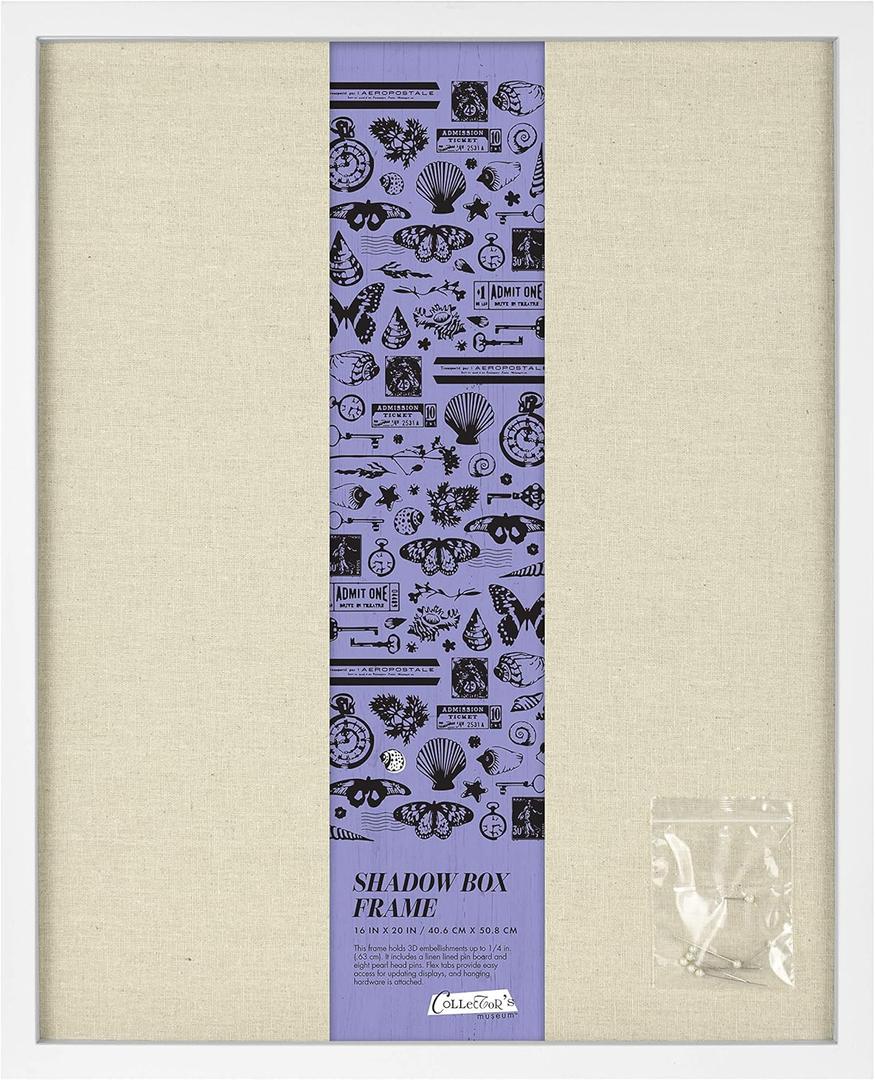 MCS Linen Lined Shadow Box Frame, 16x20, White