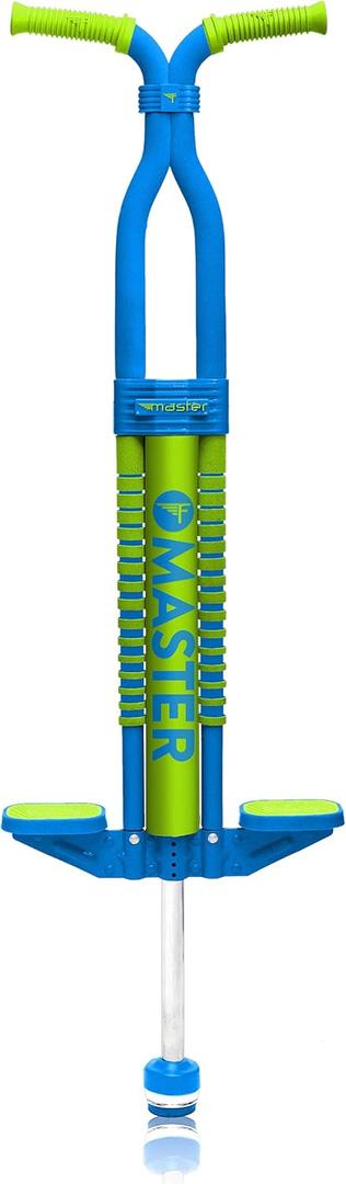 Flybar Master Pogo Stick for Kids Ages 9+, 80160 lbs  Easy Grip Handles  Active Exercise Toy for Tweens & Teens  Outdoor Toy with Non-Slip Foot Pegs for Boys and Girls  No Assembly Needed (Blue/ Green)