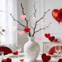 Fumwase 24PCS Crochet Heart Ornaments for Valentine Tree Handmade Red Pink White Hanging Heart Vase Filler for Home Wedding Anniversary Party Decor (Red Pink White)