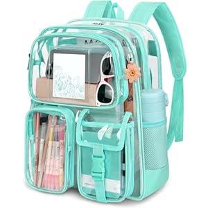 Clear Backpack, Heavy Duty PVC Clear Bag for Stadium Events, Transparent Backpack with Reinforced Straps & Stitches for Girls Boys, Large Capacity Bookbag for School, Travel, College, Work