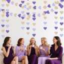 Champagne Gold Purple Heart Party Decorations Glitter Paper Love Heart Hanging Garland Banner Streamer for Valentines Day Birthday Baby Shower Wedding Anniversary Lilac Violet Lavender Themed Party