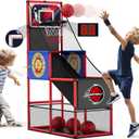 Basketball Arcade Game Indoor Outdoor, Kids Basketball Hoop with 4 Balls & Pump, Single Shot Basketball Game at Home, Carnival Games Sport Toys for Boys Girls Teens